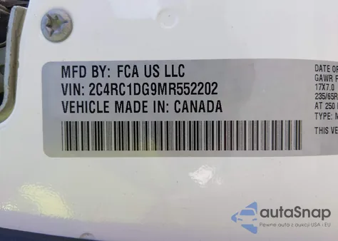 2021 Chrysler Voyager Lxi из США, поврежденный, VIN 2C4RC1DG9MR552202